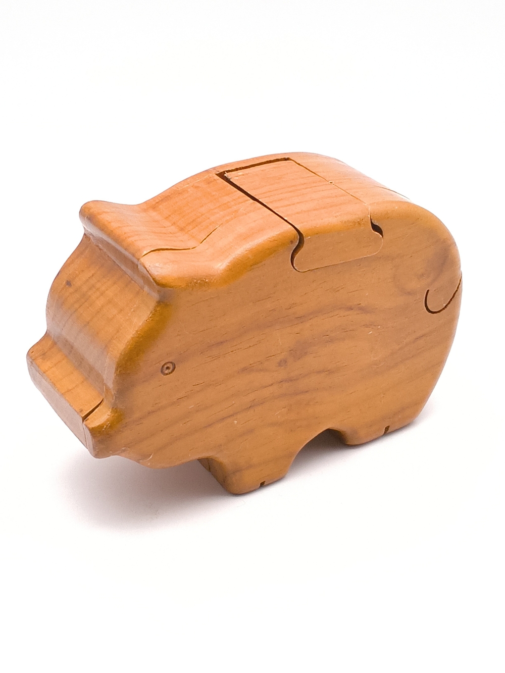 Wooden Pig Secret Puzzle Box - Handcrafted Trinket Jewelry Case